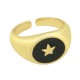 Anillo de Metal Latón Redondo Estrella Esmalte 21mm/15x13mm