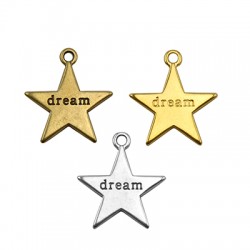 Colgante de Metal Zamak Estrella "Dream" 20x19mm