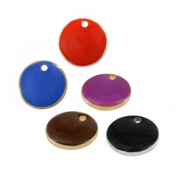 Brass Charm Round w/ Enamel 10mm/1mm (Ø1.4mm)