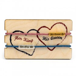 Pulseras Link&Love con Queen/King con Portapulsera de madera