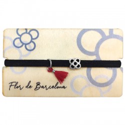 Pulsera con Flor de Barcelona (Panot) con Portapulsera de madera