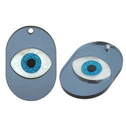 Colgante de Metacrilato Plano Ovalado con Ojo 29x45mm