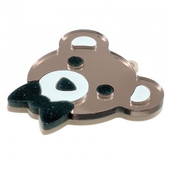 Colgante de Metacrilato Cabeza Oso con Pajarita 55mm