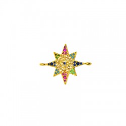 Colgante de Metal Laton Estrella con Circonitas 18x19mm