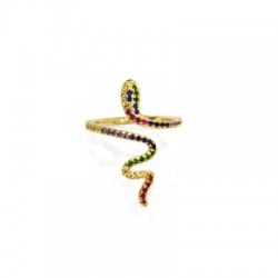 Anillo de Metal Laton Serpiente con Circonitas 22x30mm