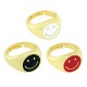 Anillo de Metal Laton Ajustable Cara Sonriente con Esmalte 21x14mm