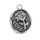 Colgante de Metal Zamak Oval con Rosa ''LOVE'' 15x21mm