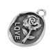 Colgante de Metal Zamak Oval con Rosa ''LOVE'' 15x21mm