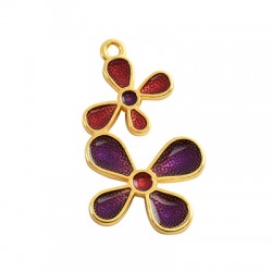 Colgante de Metal Zamak Flor Doble Esmaltado 20x32mm