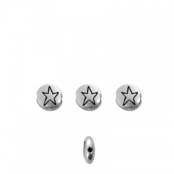 Cuenta de Metal Zamak Plana Estrella 7.6mm/3.3mm (Ø1.1mm)