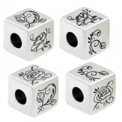 Cubo de Metal Latón Flores Rosas 10mm (Ø5.2mm)
