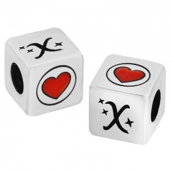 Cubo de Metal Latón "XOXO" y Corazón Esmaltado 10mm (Ø5.2mm)