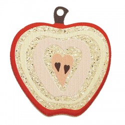 Colgante de Metacrilato Manzana con Corazoncitos 39x43mm