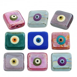 Entrepieza de Cerámica Esmaltada Rectangular con Ojo 19x21mm