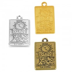Colgante de Metal Zamak Rectangular Tarot ''LA LUNA'' 15x24mm