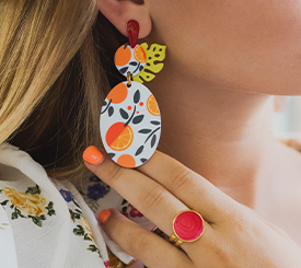 EARRING W/ ORANGES & LEAF