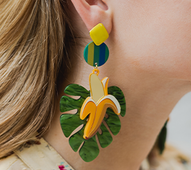 EARRING PLEXI BANANA &LEAF