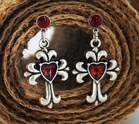 EARRINGS W/ SILVER CROSSES