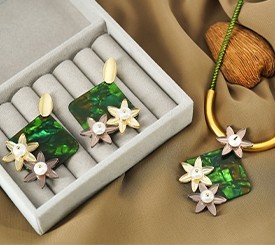 GOLD & GREEN FLOWERS SET